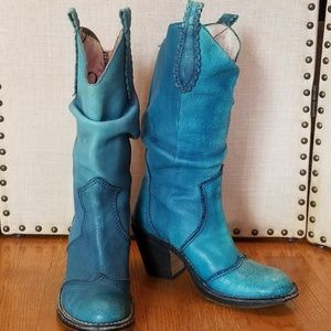 Blue Western slouch Boots Siren by Mark Nason